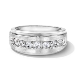 1 CT. T.W. Diamond Stepped Edge Band in 10K White Gold