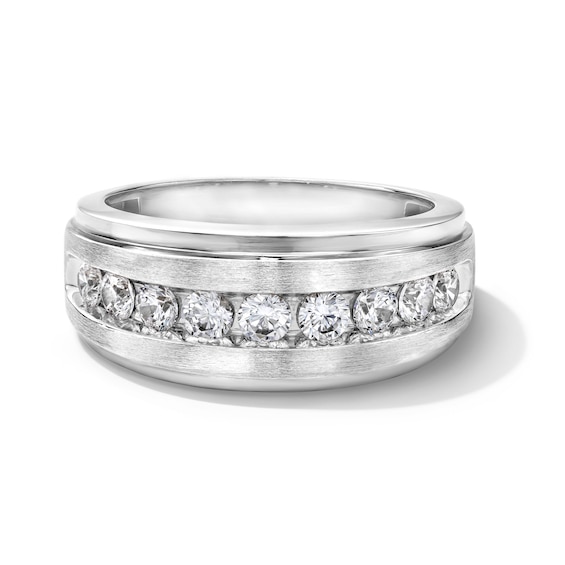 1 CT. T.w. Diamond Stepped Edge Band in 10K White Gold