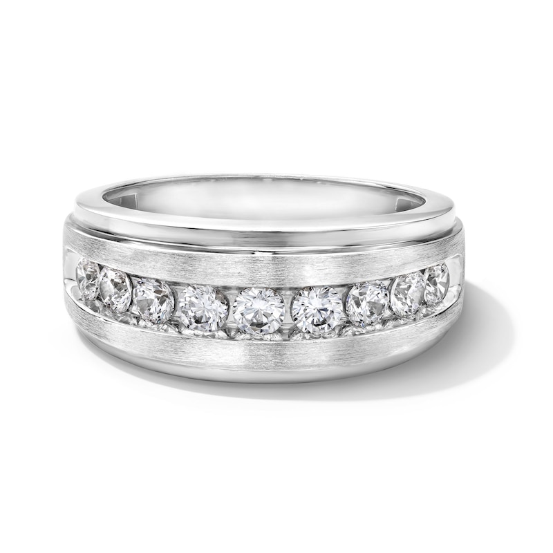 Main Image 1 of 1 CT. T.W. Diamond Stepped Edge Band in 10K White Gold