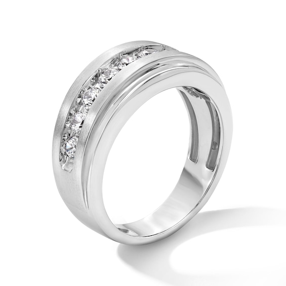 1 CT. T.w. Diamond Stepped Edge Band in 10K White Gold