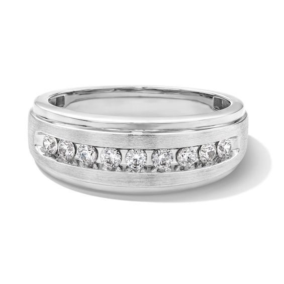1/2 CT. T.w. Diamond Stepped Edge Band in 10K White Gold