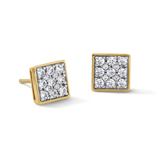 1/2 CT. T.w. Square-Shaped Certified Lab-Grown Multi-Diamond Stud Earrings in 10K Gold (F/Vs2)