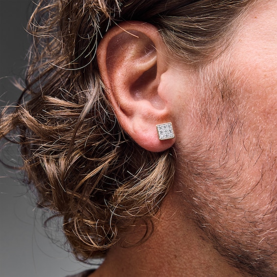 1/2 CT. T.w. Square-Shaped Certified Lab-Grown Multi-Diamond Stud Earrings in 10K Gold (F/Vs2)