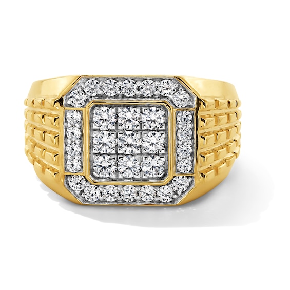1 CT. T.w. Square-Shaped Certified Lab-Grown Multi-Diamond Octagon Frame Ring in 10K Gold (F/Vs2)