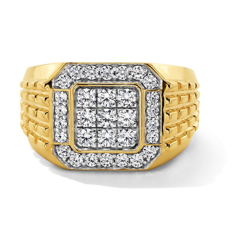 Main Image 1 of 1 CT. T.W. Square-Shaped Certified Lab-Grown Multi-Diamond Octagon Frame Ring in 10K Gold (F/VS2)