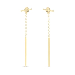 Vertical Bar Drop Earrings in Hollow 10K Gold