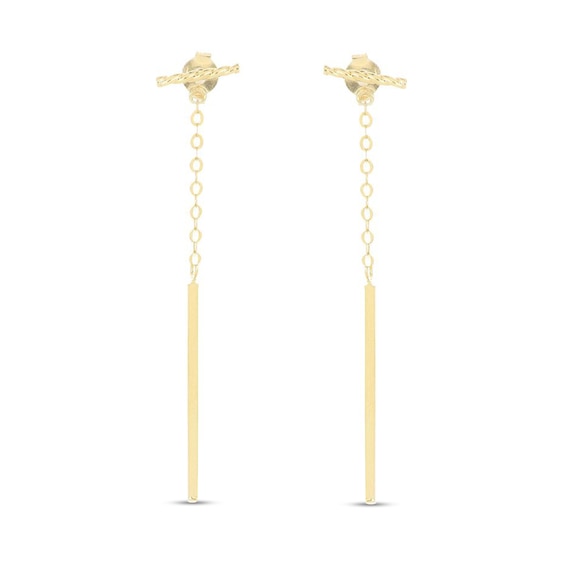 Vertical Bar Drop Earrings in Hollow 10K Gold