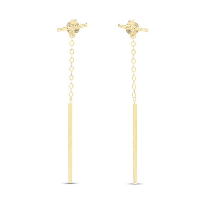 Main Image 1 of Vertical Bar Drop Earrings in Hollow 10K Gold
