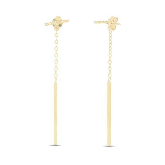 Vertical Bar Drop Earrings in Hollow 10K Gold
