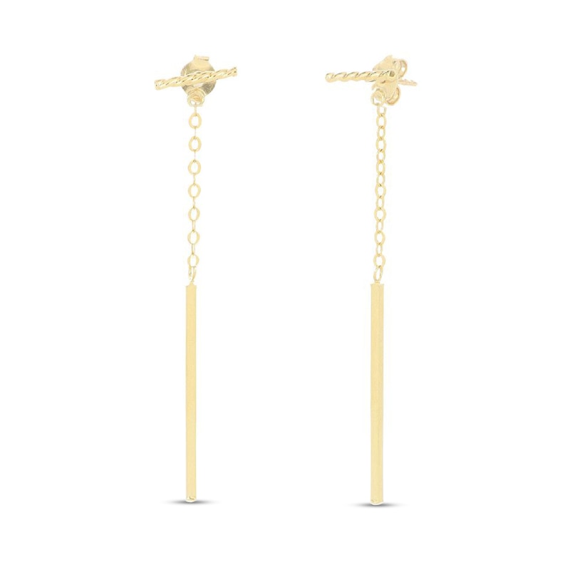 Main Image 2 of Vertical Bar Drop Earrings in Hollow 10K Gold