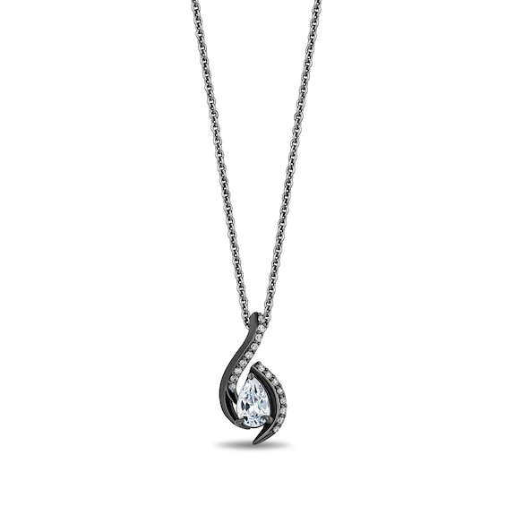 Enchanted Disney Villains Maleficent 5/8 CT. T.w. Pear Certified Lab-Grown Diamond Pendant in Black Sterling Silver