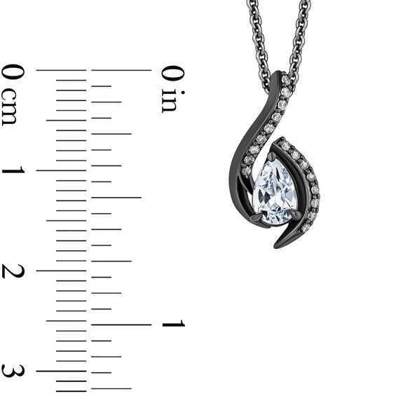 Enchanted Disney Villains Maleficent 5/8 CT. T.w. Pear Certified Lab-Grown Diamond Pendant in Black Sterling Silver