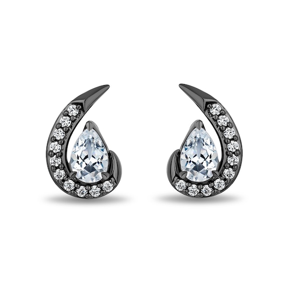Enchanted Disney Villains Maleficent 1/2 CT. T.w. Pear Certified Lab-Grown Diamond Earrings in Black Sterling Silver