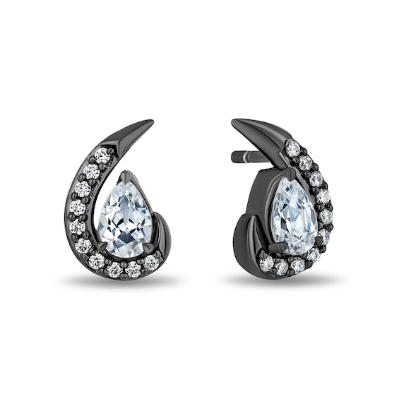Enchanted Disney Villains Maleficent 1/2 CT. T.w. Pear Certified Lab-Grown Diamond Earrings in Black Sterling Silver