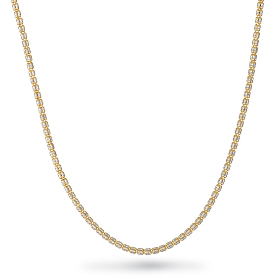 3.5mm Diamond-Cut Ice Bead Chain Necklace in Solid 10K Two-Tone Gold