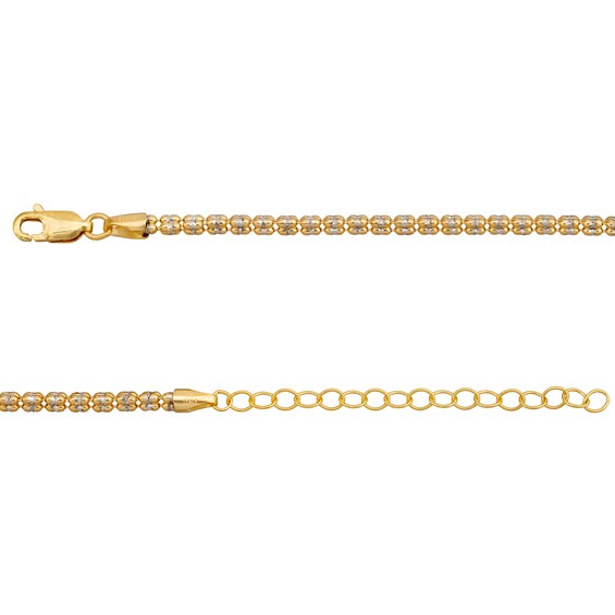 3.5mm Diamond-Cut Ice Bead Chain Necklace in Solid 10K Two-Tone Gold