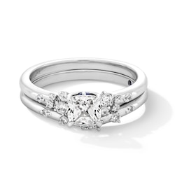 Vera Wang Love Collection 5/8 CT. T.W. Cushion-Cut Diamond Scatter Shank Bridal Set in 14K White Gold