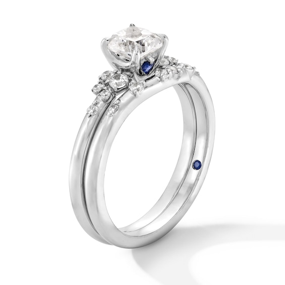 Vera Wang Love Collection 5/8 CT. T.w. Cushion-Cut Diamond Scatter Shank Bridal Set in 14K White Gold