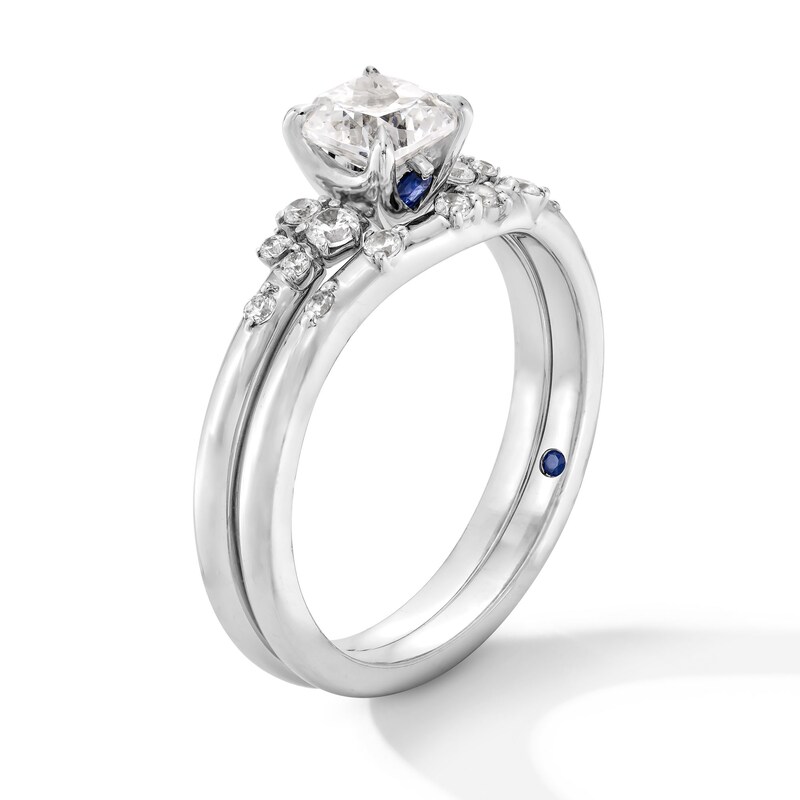 Main Image 3 of Vera Wang Love Collection 5/8 CT. T.W. Cushion-Cut Diamond Scatter Shank Bridal Set in 14K White Gold