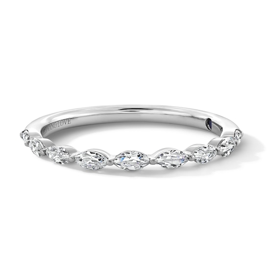 Vera Wang Love Collection 1/3 CT. T.w. Marquise-Cut Diamond Nine Stone Anniversary Band in 14K White Gold