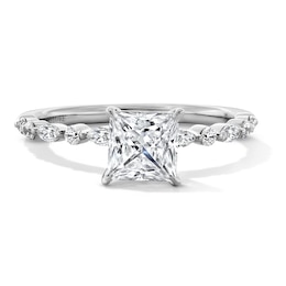 Vera Wang Love Collection 1-1/4 CT. T.W. Princess-Cut Diamond Alternating Shank Engagement Ring in 14K White Gold
