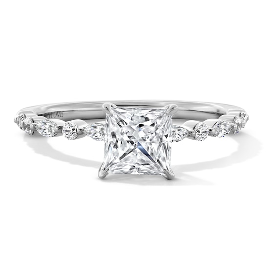 Vera Wang Love Collection 1-1/4 CT. T.w. Princess-Cut Diamond Alternating Shank Engagement Ring in 14K White Gold