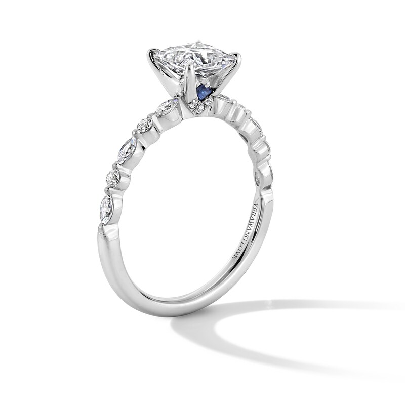 Vera Wang Love Collection 1-1/4 CT. T.W. Princess-Cut Diamond Alternating Shank Engagement Ring in 14K White Gold