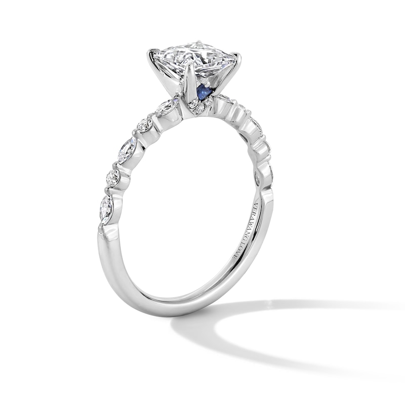 Main Image 2 of Vera Wang Love Collection 1-1/4 CT. T.W. Princess-Cut Diamond Alternating Shank Engagement Ring in 14K White Gold