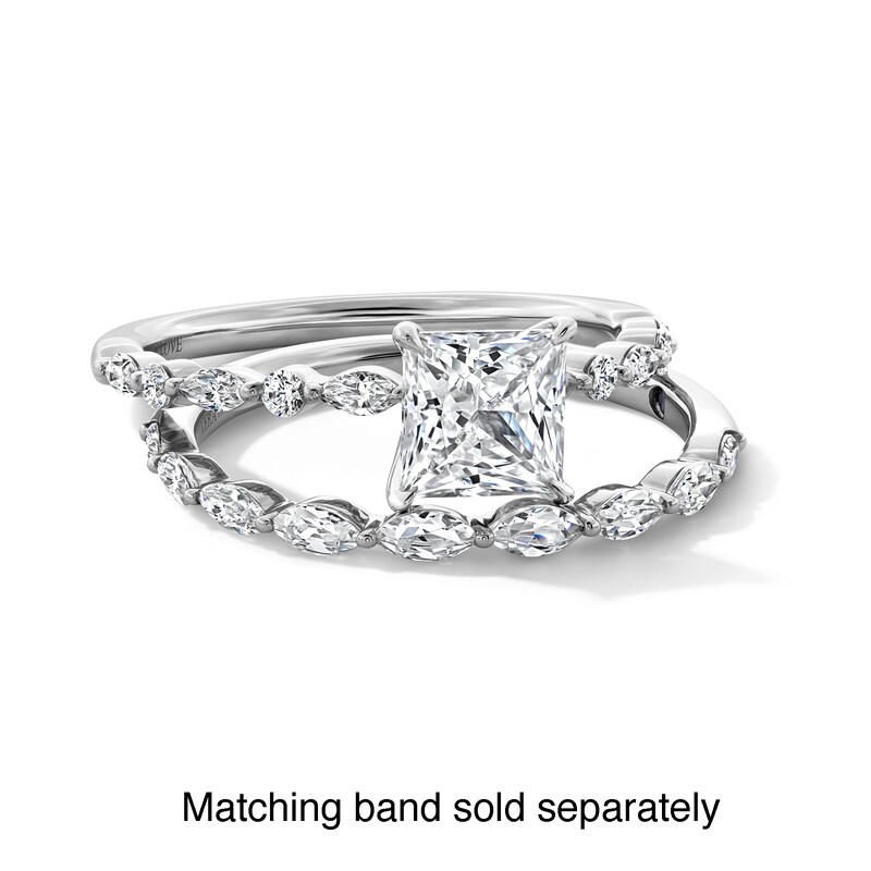 Vera Wang Love Collection 1-1/4 CT. T.W. Princess-Cut Diamond Alternating Shank Engagement Ring in 14K White Gold
