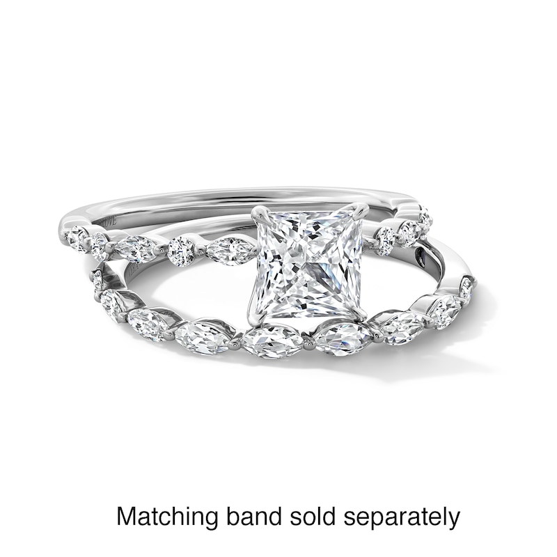 Main Image 3 of Vera Wang Love Collection 1-1/4 CT. T.W. Princess-Cut Diamond Alternating Shank Engagement Ring in 14K White Gold