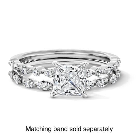 Vera Wang Love Collection 1-1/4 CT. T.w. Princess-Cut Diamond Alternating Shank Engagement Ring in 14K White Gold