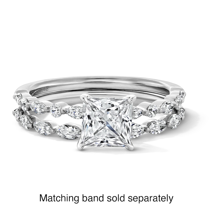 Main Image 4 of Vera Wang Love Collection 1-1/4 CT. T.W. Princess-Cut Diamond Alternating Shank Engagement Ring in 14K White Gold