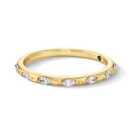 Vera Wang Love Collection 1/4 CT. T.W. Marquise-Cut Diamond Seven Stone Station Anniversary Band in 14K Gold