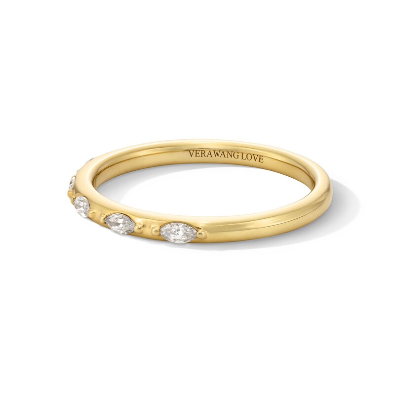 Main Image 3 of Vera Wang Love Collection 1/4 CT. T.W. Marquise-Cut Diamond Seven Stone Station Anniversary Band in 14K Gold