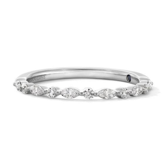 Vera Wang Love Collection 1 CT. T.w. Pear-Shaped Diamond Alternating Shank Engagement Ring in 14K White Gold