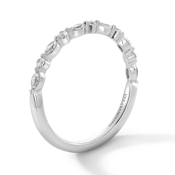 Vera Wang Love Collection 1 CT. T.w. Pear-Shaped Diamond Alternating Shank Engagement Ring in 14K White Gold