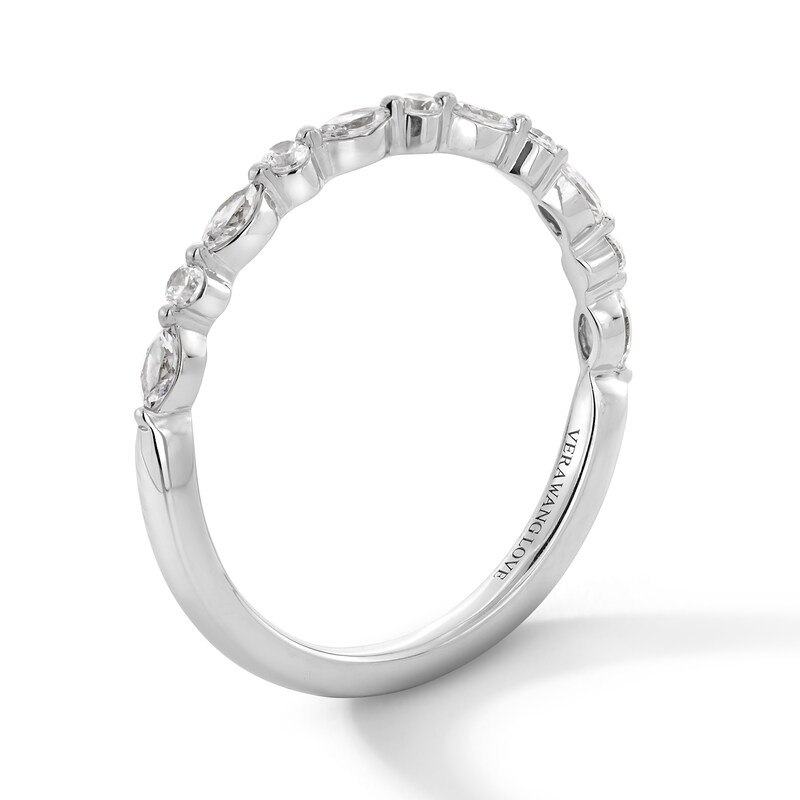 Main Image 2 of Vera Wang Love Collection 1 CT. T.W. Pear-Shaped Diamond Alternating Shank Engagement Ring in 14K White Gold