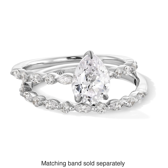 Vera Wang Love Collection 1 CT. T.w. Pear-Shaped Diamond Alternating Shank Engagement Ring in 14K White Gold