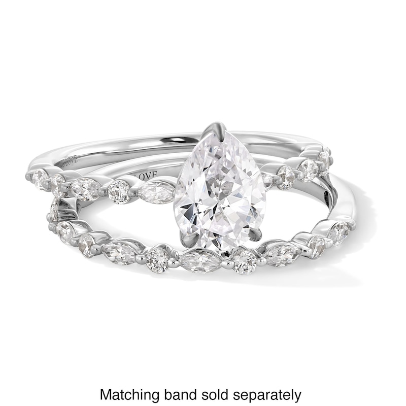 Main Image 3 of Vera Wang Love Collection 1 CT. T.W. Pear-Shaped Diamond Alternating Shank Engagement Ring in 14K White Gold
