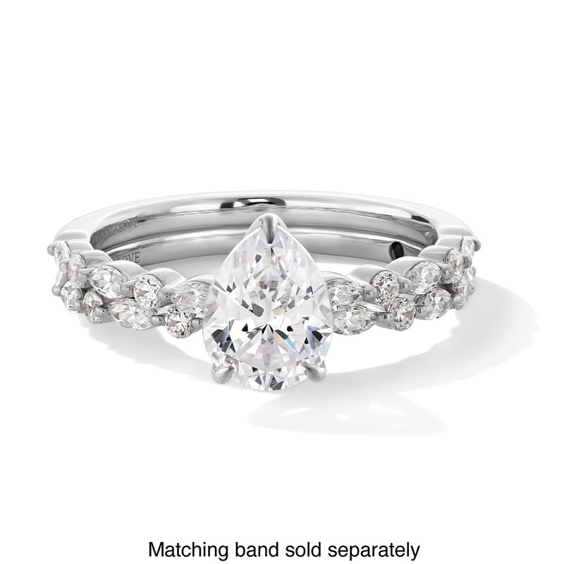 Main Image 4 of Vera Wang Love Collection 1 CT. T.W. Pear-Shaped Diamond Alternating Shank Engagement Ring in 14K White Gold