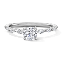 Vera Wang Love Collection 3/4 CT. T.W. Diamond Scallop Shank Engagement Ring in 14K White Gold