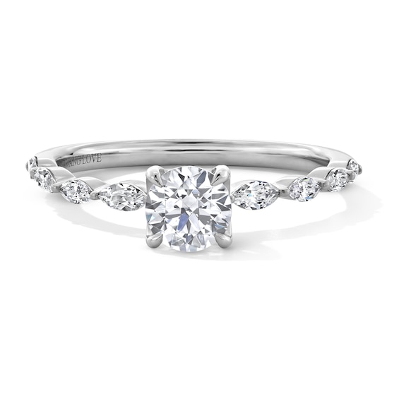 Vera Wang Love Collection 3/4 CT. T.w. Diamond Scallop Shank Engagement Ring in 14K White Gold