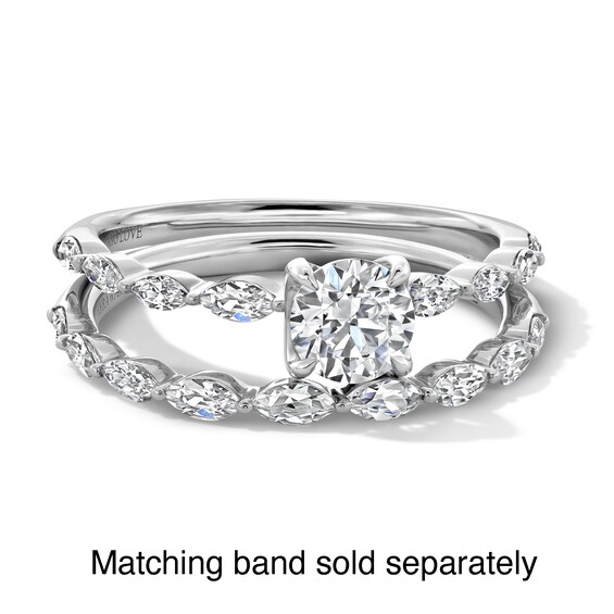 Vera Wang Love Collection 3/4 CT. T.w. Diamond Scallop Shank Engagement Ring in 14K White Gold