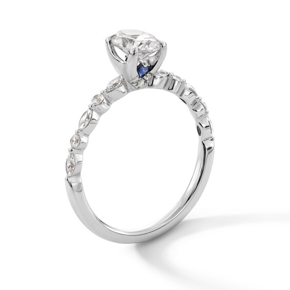 Vera Wang Love Collection 1 CT. T.w. Oval Diamond Alternating Shank Engagement Ring in 14K White Gold