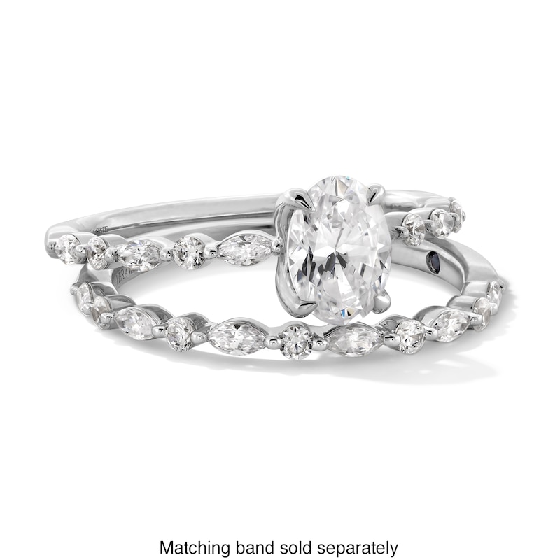 Main Image 3 of Vera Wang Love Collection 1 CT. T.W. Oval Diamond Alternating Shank Engagement Ring in 14K White Gold
