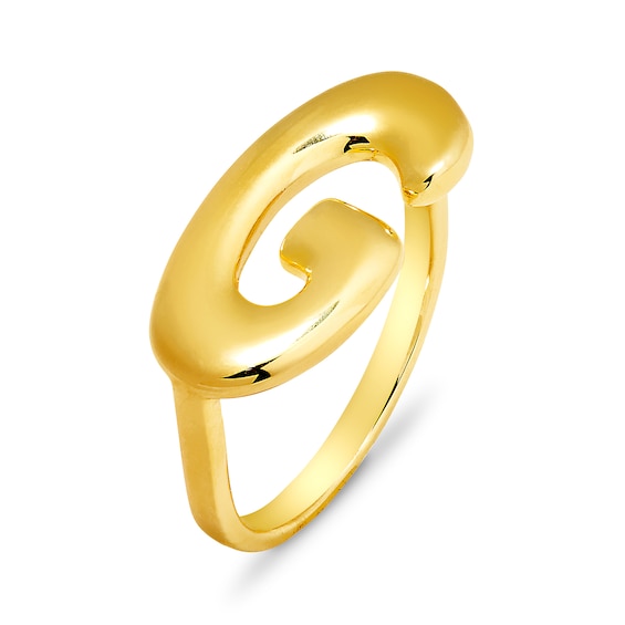 Bold Uppercase Bubble Letter Sideways Initial Ring in Sterling Silver (1 Initial)