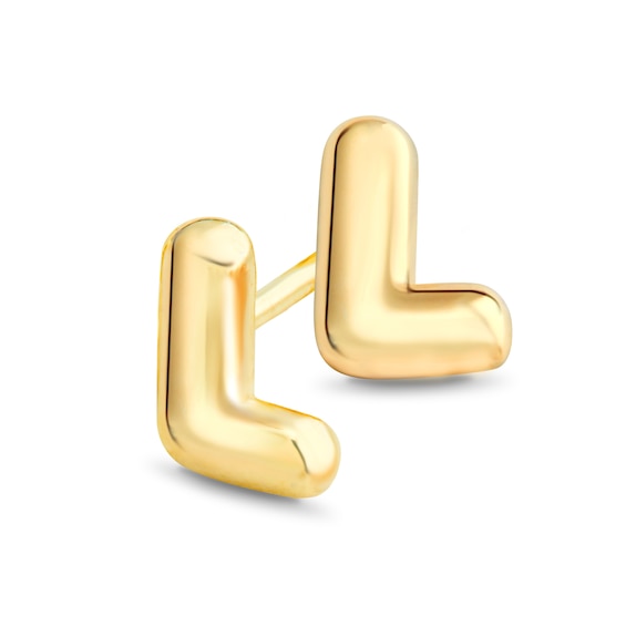 Mini Uppercase Bubble Letter Initial Stud Earrings in Sterling Silver (1 Initial)