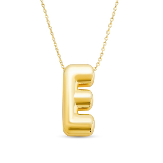 Bold Uppercase Bubble Letter Initial Pendant in Sterling Silver (1 Initial) - 20"
