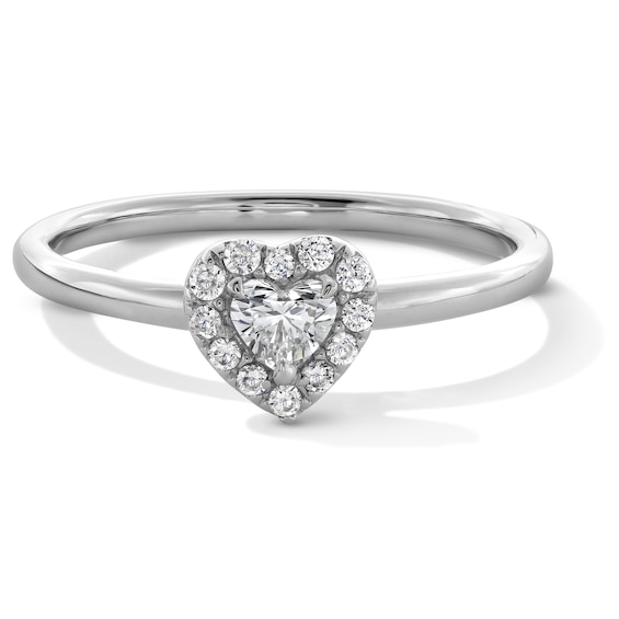 1/4 CT. T.w. Heart-Shaped Certified Lab-Grown Diamond Frame Promise Ring in 10K White Gold (F/Si2)