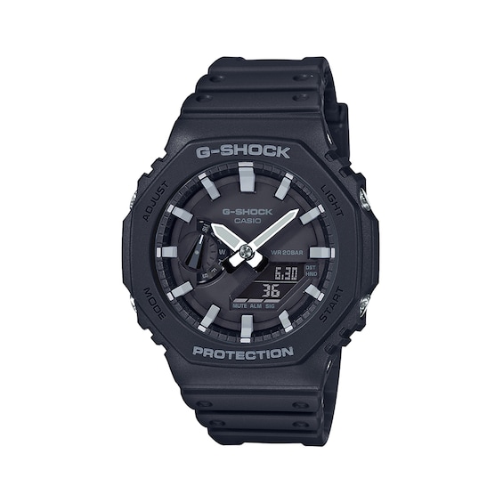 Men's Casio G-Shock Icon Analog-Digital Black Resin Strap Watch with Black Dial (Model: Ga2100-1A)